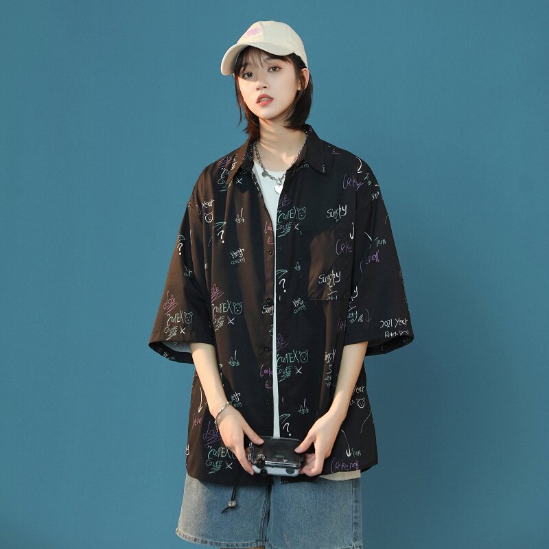 原创设计宽松短款衬衫XZ-702-CS109P40,女装衬衫,电商A430（原星座702）