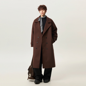 冬季毛呢外套加厚中长款毛呢大衣痞帅炸街风衣休闲呢外套F521P138，男装风衣，电商A430（原星座702）