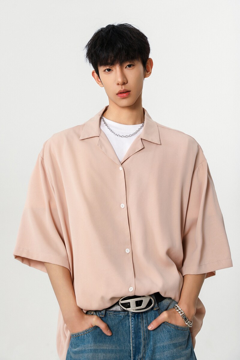 夏季新品韩系男生纯色暗花纹短袖衬衫外套A430-CS318-P38,男装衬衫,电商A430（原星座702）