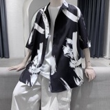 XZ-702-CS107P40港风复古印花百搭男生衬衣潮流衬衫，男装衬衫，电商A430（原星座702）