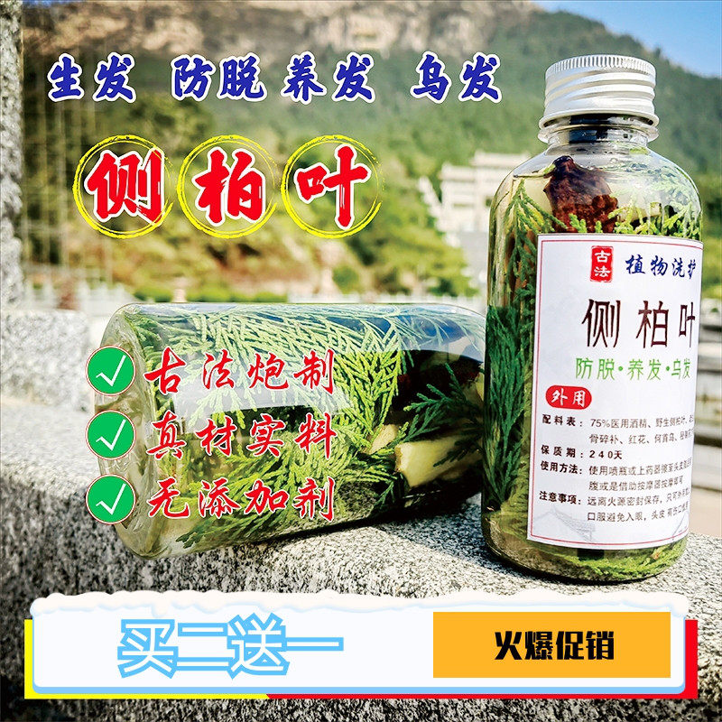 新鲜野生侧柏叶泡酒精育发液减少掉发护发骨碎补中药材生发水