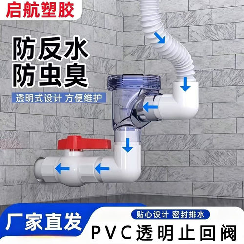 卫生间止逆阀浴室浴霸排风扇止回阀75/90/110PVC管道止阀防反味阀