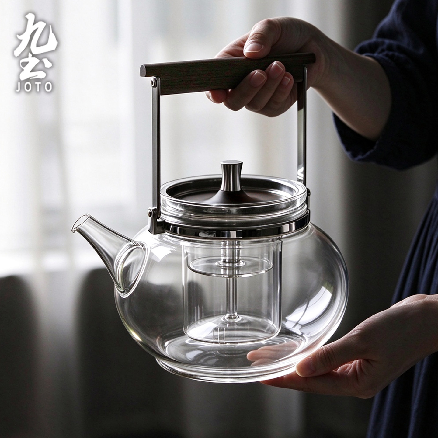 九土耐热玻璃煮茶提梁壶功夫茶具泡茶器加厚蒸茶器普洱老白茶专用