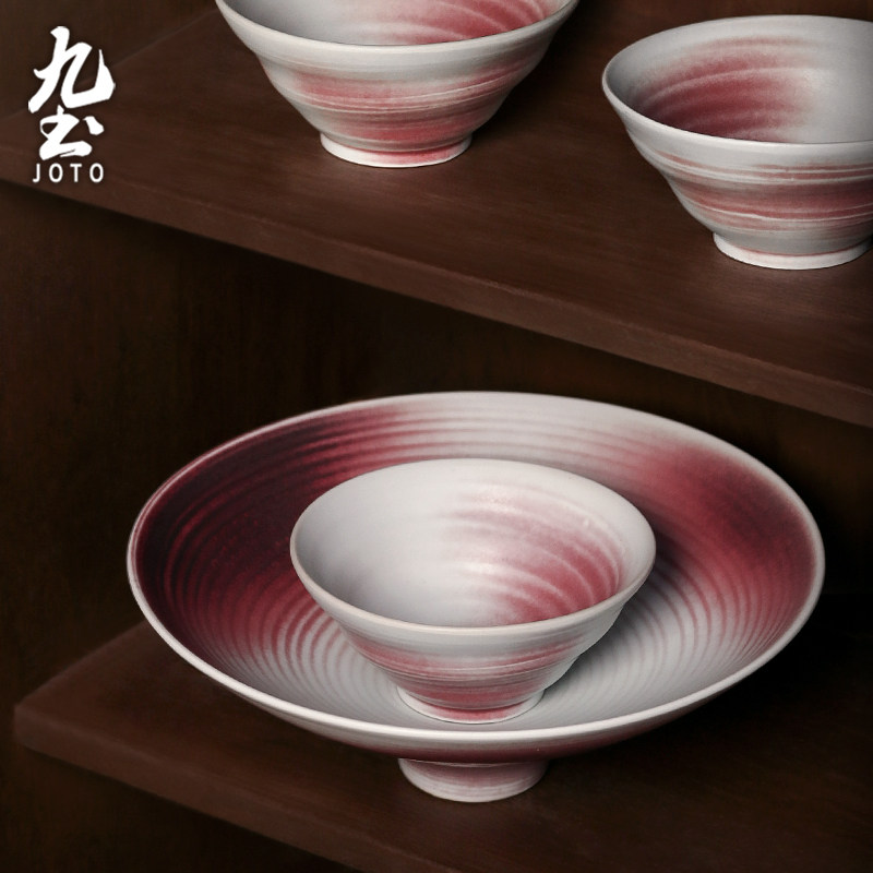 九土复古手工陶瓷米饭碗拉面碗餐厅家用陶瓷面碗窑变个性创意餐具,餐饮具,碗,淘宝优惠券,粉丝福利购,淘宝优惠卷