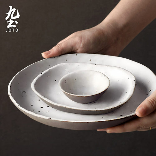 餐具套装九土粗陶平盘日式不规则