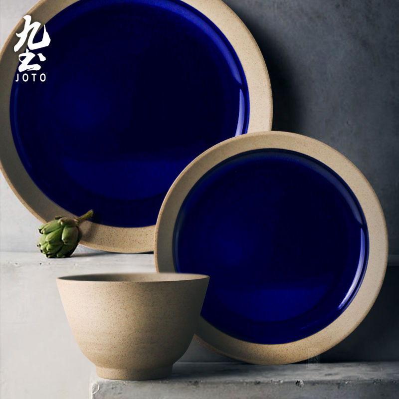 日式手工粗陶餐碗盘子汤面碗餐盘