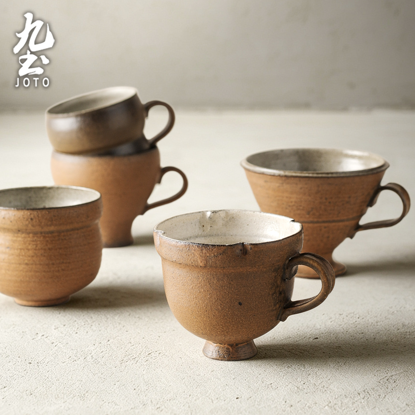 九土复古粗陶咖啡杯日式陶瓷马克杯家用下午茶杯办公室咖啡饮品杯