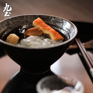 大斗笠碗6寸饭碗汤碗面碗简约定制家用餐具 九土复古手工粗陶日式