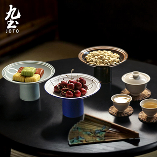 九土日式 高脚果盘茶点盘托盘复古餐具酒店甜品高脚盘点心盘水果盘