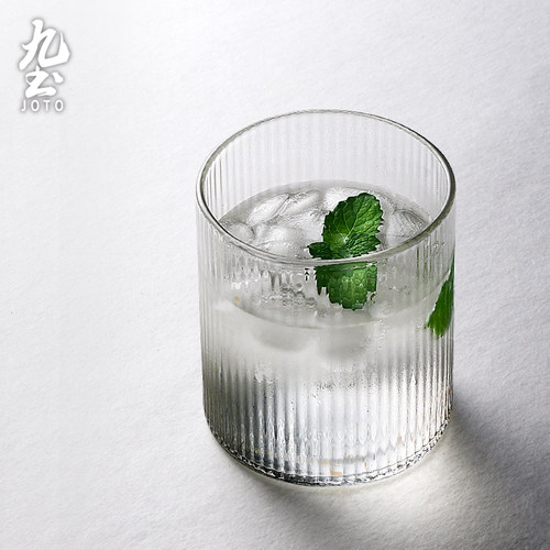 日式手工耐热条纹家用玻璃杯