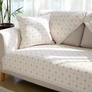 四季通用棉麻沙发垫现代简约老粗布沙发巾盖布防滑防静电加厚定制