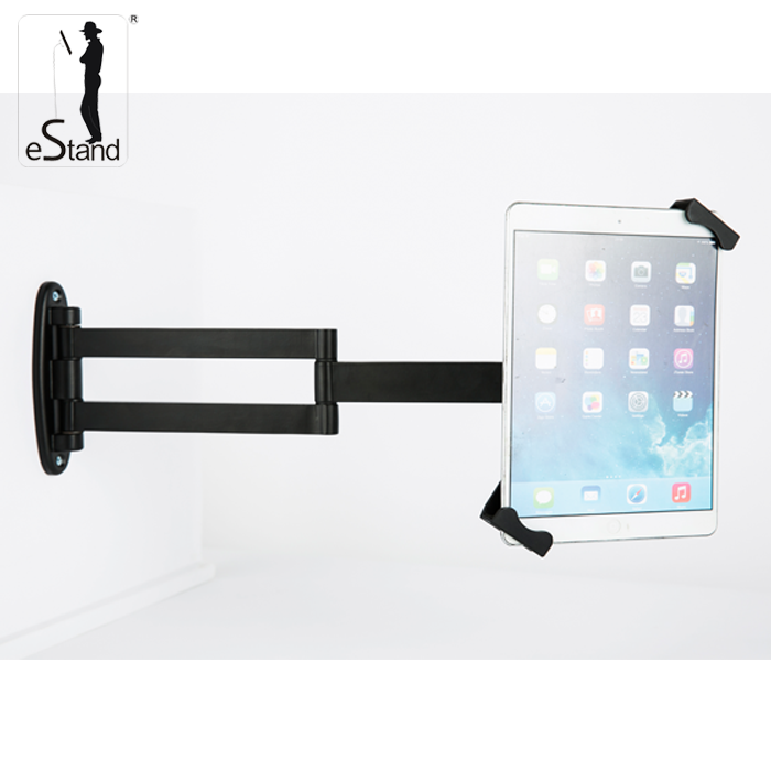 带锁防盗平板电脑支架墙上壁挂ipad多功能展示折叠伸缩式金属挂架