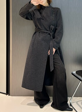 高级感双面羊绒大衣女2025秋冬新长款气质显瘦过膝系带毛呢外套潮