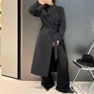 高级感双面羊绒大衣女2025秋冬新长款气质显瘦过膝系带毛呢外套潮