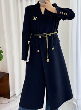 法式名媛风双面羊绒大衣女2025秋冬新中长款时尚修身百搭毛呢外套