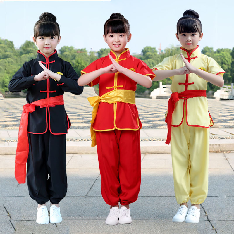 儿童武术演出服装青少年太极练功服短袖中小学生中国功夫表演服装