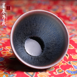 非遗大师陈国飞银毫建盏主人杯茶杯茶盏纯全手工曜变兔毫茶器茶具