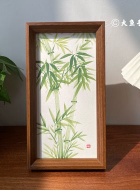 100%纯手绘竹子摆台节节高升国画
