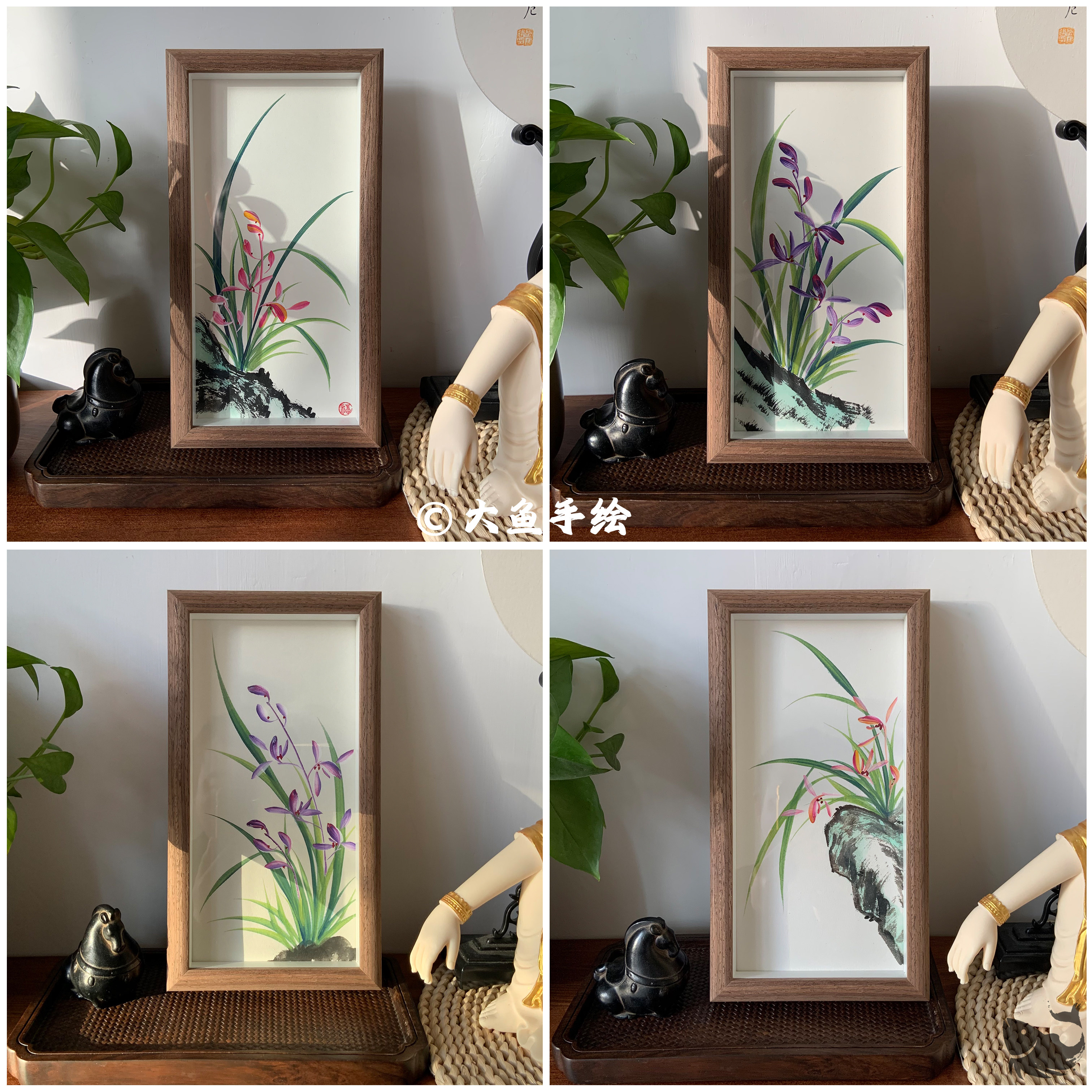 100%纯手绘兰花摆台空谷幽兰国画