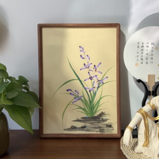 纯手绘国画兰花空谷幽兰茶室书房摆件装饰画挂画送礼礼品A3尺寸