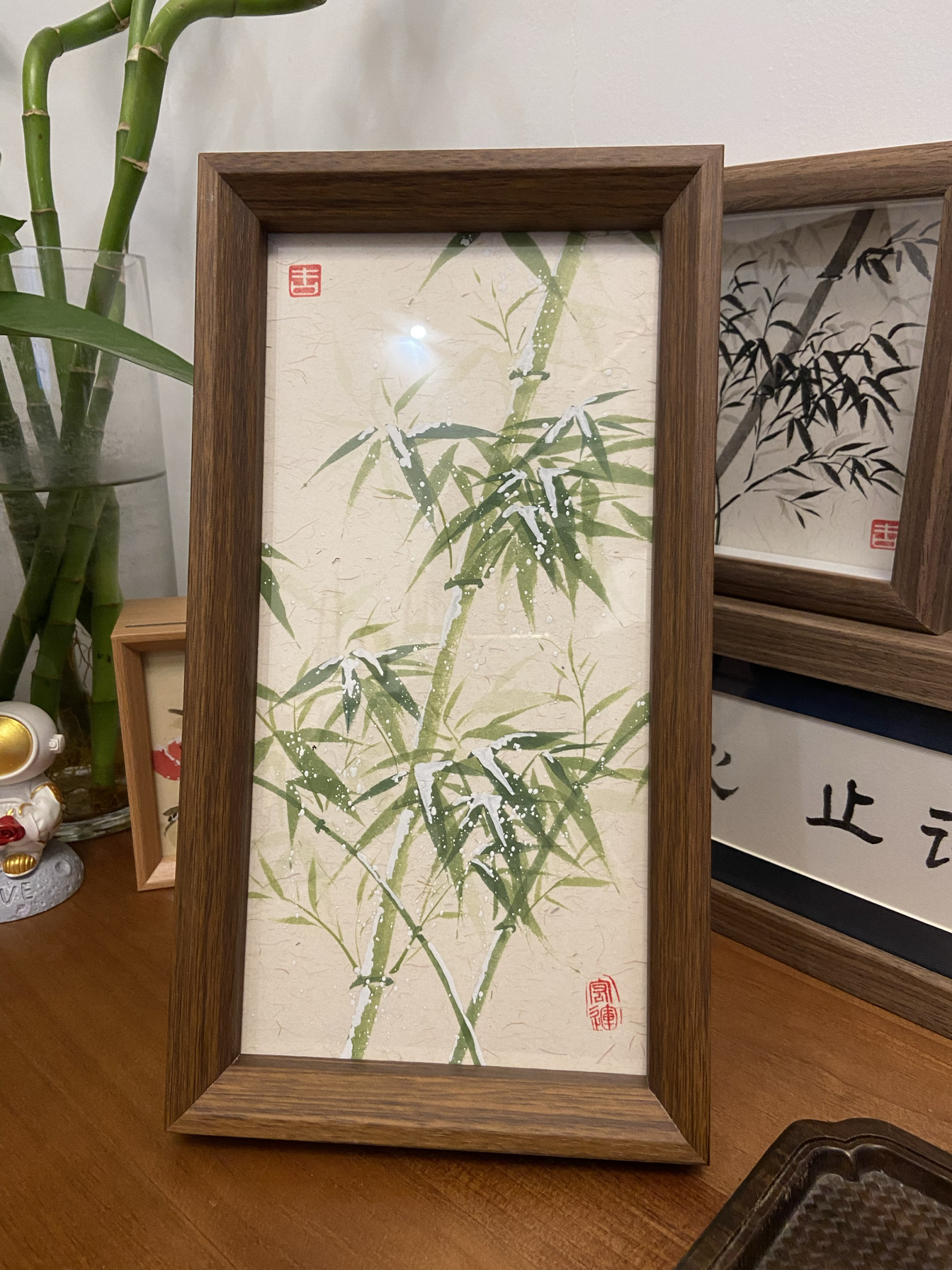 100%纯手绘竹子摆台节节高升国画竹报平安书桌摆件新中式装饰茶室,家居饰品,国画,淘宝优惠券,粉丝福利购,淘宝优惠卷