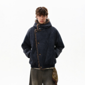 MRNEARLY美式 复古拼接撞色毛领加厚保暖棉服男宽松休闲高级感外套