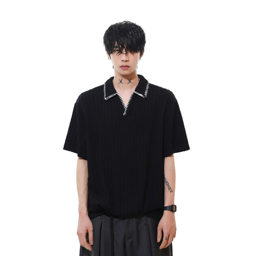 美式休闲风翻领POLO衫男短袖T恤