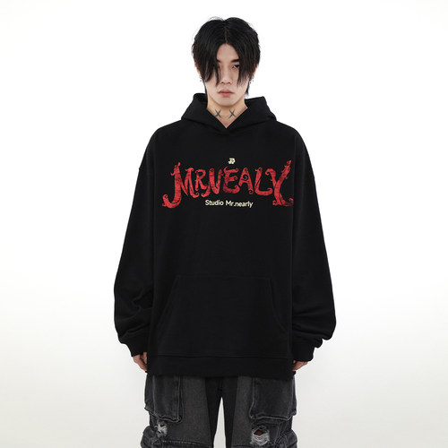 MRNEARLY字母印花美式连帽卫衣男