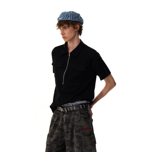 美式复古宽松老钱风POLO衫短袖男