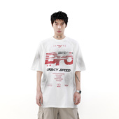 MRNEARLY美式 上衣 宽松半袖 复古做旧脏染字母印花短袖 T恤2024夏季