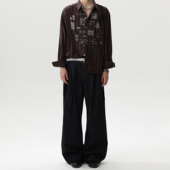 男女休闲宽松痞帅阔腿直筒裤 MRNEARLY美式 高级感慵懒复古牛仔裤 子