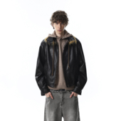 复古双面穿翻领皮衣男冬季 MRNEARLY 美式 潮牌宽松加厚保暖外套