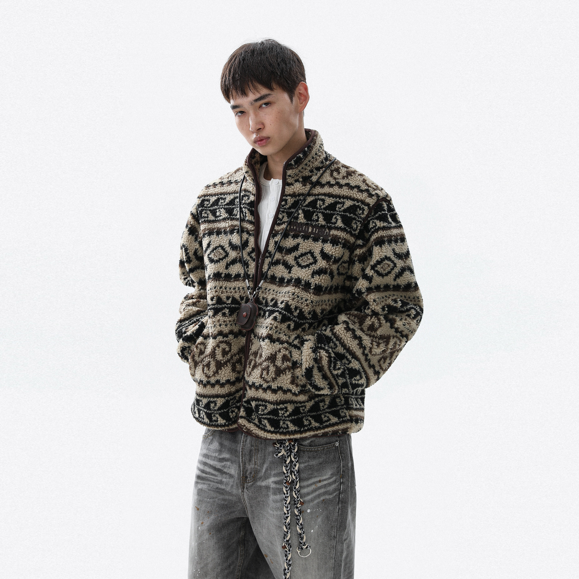 美式复古可拆卸袖子棉服