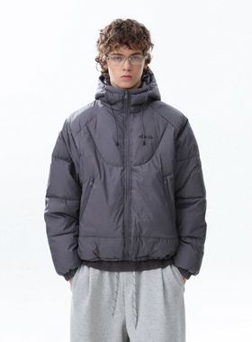 MRNEARLY美式复古字母印花设计感棉服男2025冬季宽松休闲外套潮