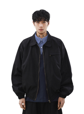 MRNEARLY美式复古基础款翻领夹克男宽松百搭cleanfit情侣外套潮