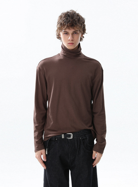 MRNEARLY美式复古休闲高领打底衫男潮牌宽松百搭高级感修身上衣