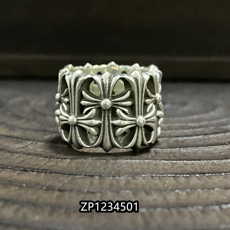花魁silver 925纯银做旧圆墓葬十字架戒指欧美潮流小众情侣款指环