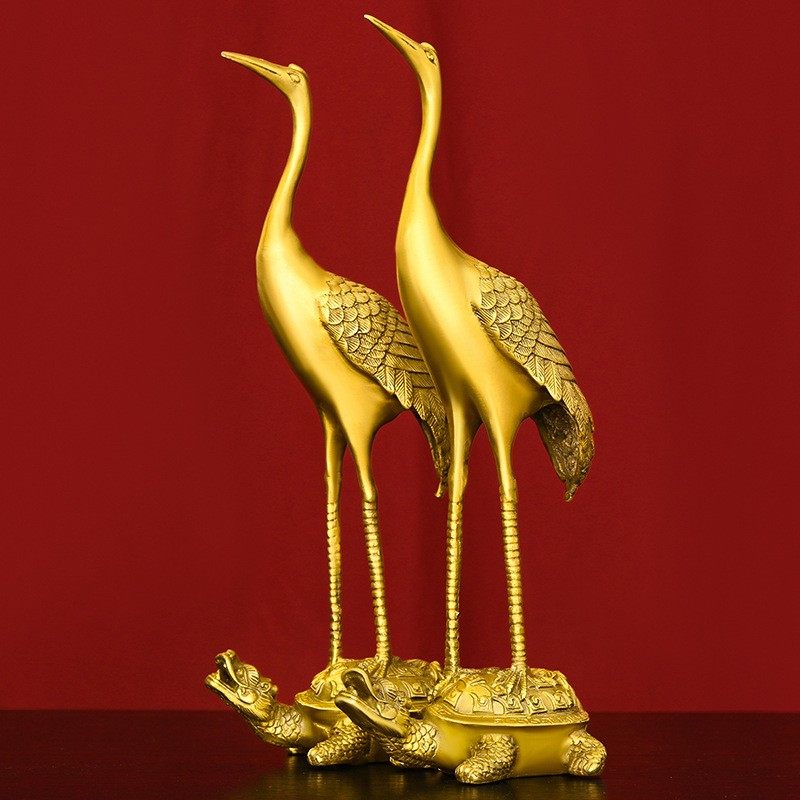 龟鹤延年黄铜仙鹤摆件长寿龟铜鹤单鹤踩龟家居桌面装饰品祝寿贺礼,家居饰品,桌面摆件,淘宝优惠券,粉丝福利购,淘宝优惠卷