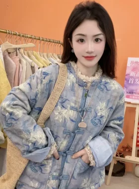 苏维原创新中式国风刺绣盘扣加厚保暖棉服外套5018-1