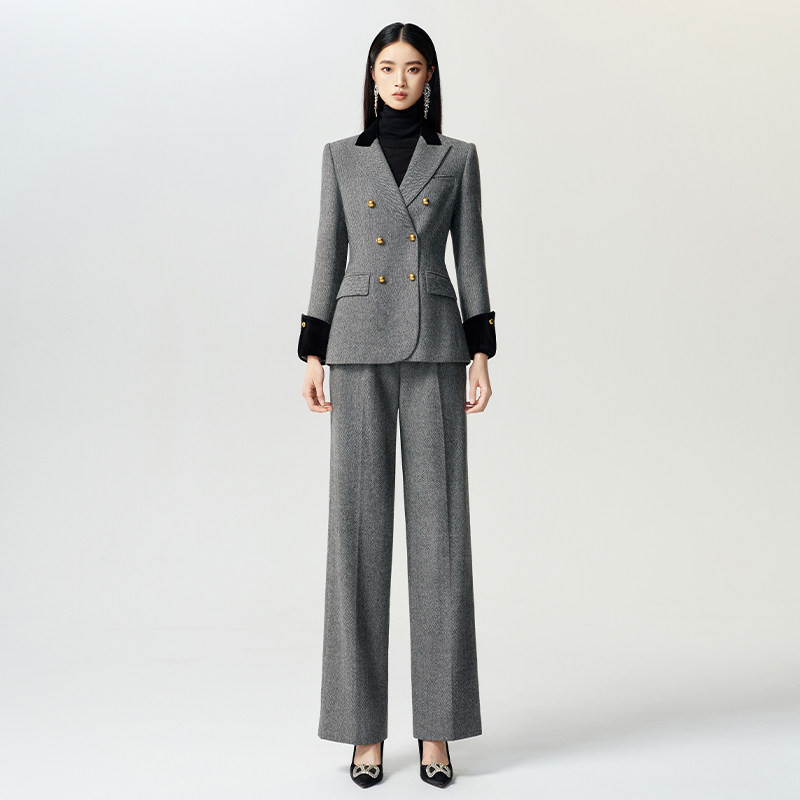 西装秦女装灰色羊毛呢套装女式职业正装西装通勤西服职场工作服冬,女装/女士精品,时尚套装,淘宝优惠券,粉丝福利购,淘宝优惠卷