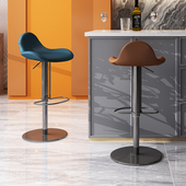 意式 极简吧台椅轻奢家用旋转升降高脚椅吧台凳不锈钢简约岛台椅