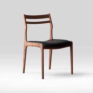 宋式美学实木餐椅餐桌椅子白蜡木真皮家用岛台椅子新款客厅餐凳