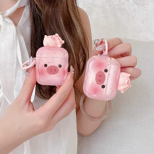 可爱超萌粉色趴趴小猪airpods4/3代耳机保护壳套pro二代个性适用苹果1/2代无线蓝牙硅胶软壳女款Pro3创意防摔