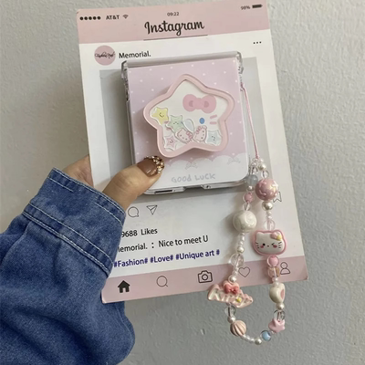 网红波点星星支架适用华为Pura X折叠屏手机壳pocket2硬壳小米mixflip三星zflip6手链OPPOFindN3Flip荣耀vivo