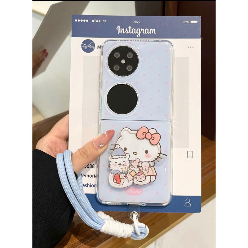 网红kt支架适用华为Pura X折叠屏手机壳pocket2小米mixflip个性三星zflip6手绳OPPOFindN3Flip硬壳荣耀vivo女