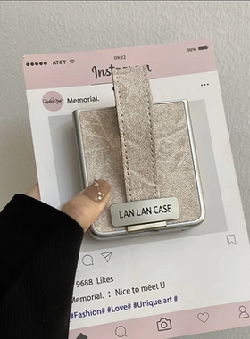 网红牛仔布腕带适用华为pocket2折叠屏手机壳小米mixflip硬壳三星zflip6手提OPPO Find N3Flip创意荣耀vivo女