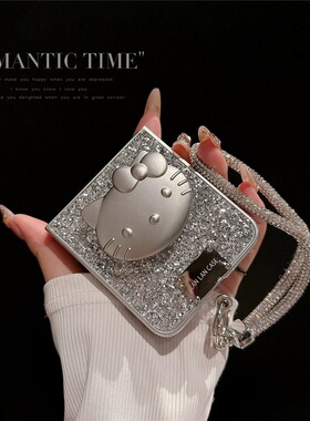 奢华闪粉kt猫支架适用华为pocket2折叠屏手机壳小米mixflip硬壳三星zflip6手链OPPO Find N3Flip荣耀vivo女款