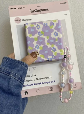 新款紫色小花适用华为Pura X折叠屏手机壳pocket2硬壳小米mixflip三星zflip6手链OPPOFindN3Flip荣耀vivo女款