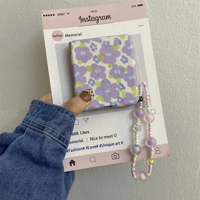 新款紫色小花适用华为Pura X折叠屏手机壳pocket2硬壳小米mixflip三星zflip6手链OPPOFindN3Flip荣耀vivo女款