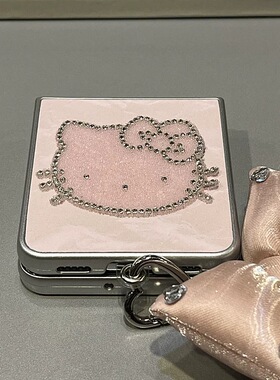 奢华闪钻kt猫适用华为Pura X折叠屏手机壳pocket2硬壳小米mixflip三星zflip6挂件OPPOFindN3Flip荣耀vivo女款